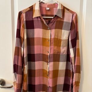 Old Navy Plaid Shirt in Pink and Brown